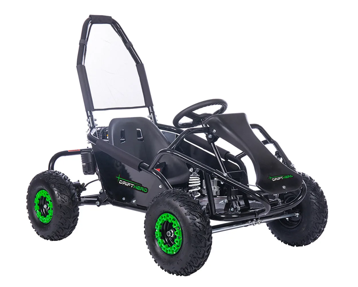 DH1000 one-seat gas go-kart, front studio view