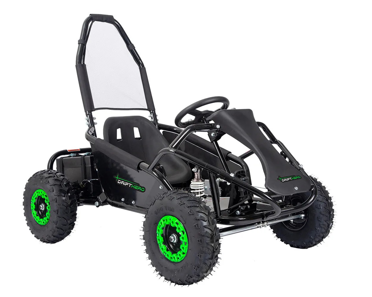 DH1001 one-seat electric go-kart, front studio view