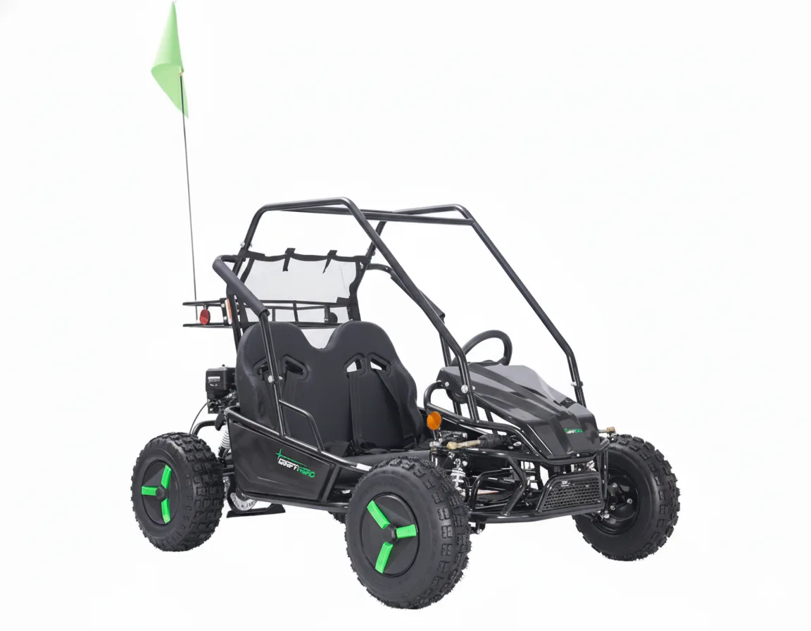 DH1002 two-seat gas go-kart, front studio view